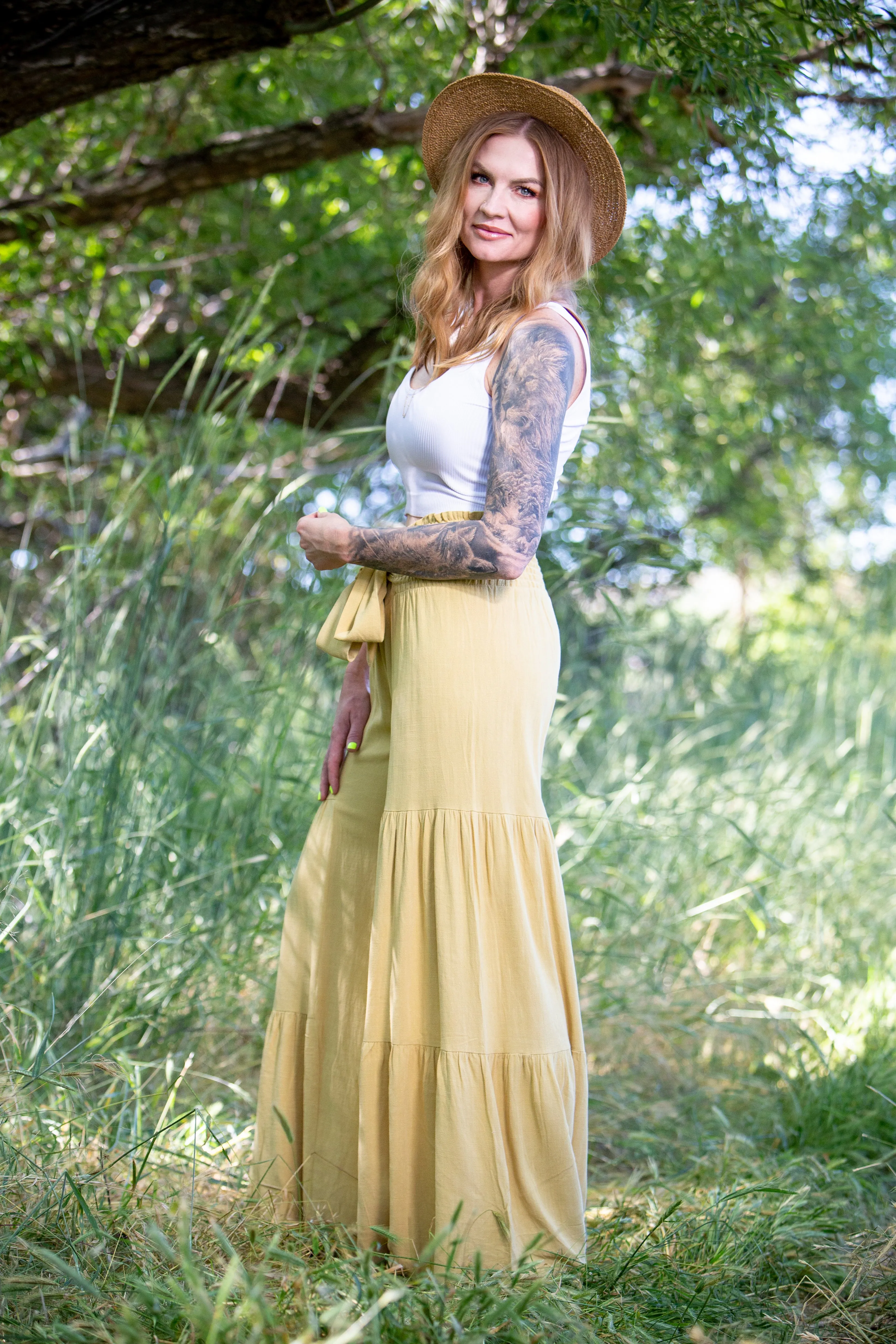 Brinley High Waisted Wide Leg Pant ~ Mustard