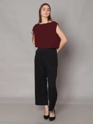 Burgundy Colored Solid Boxy Top