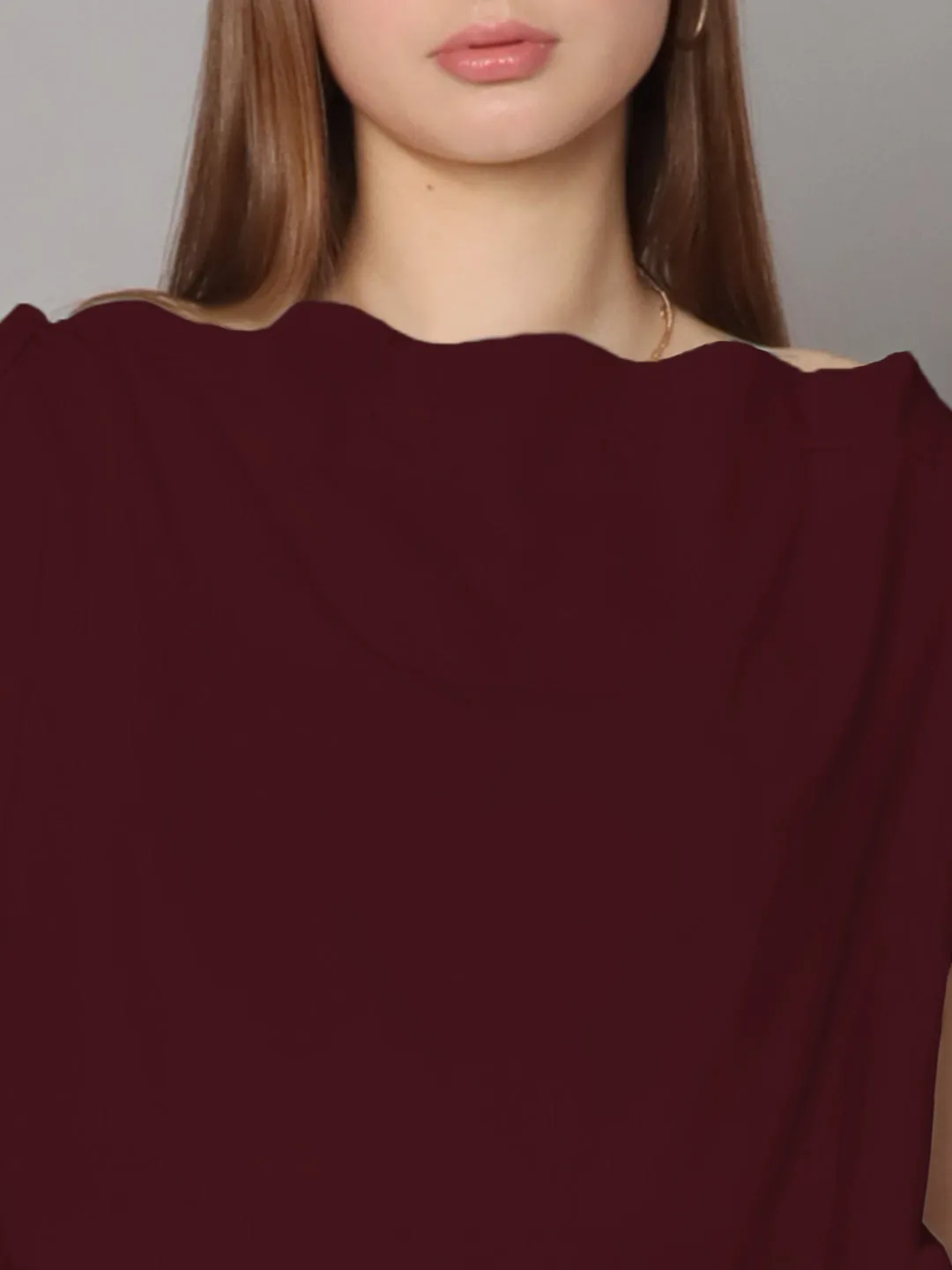 Burgundy Colored Solid Boxy Top