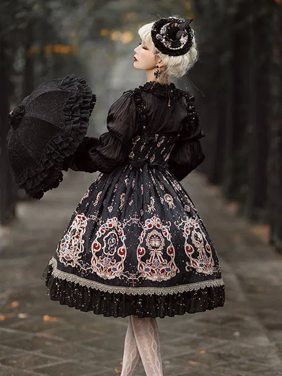 Burgundy Lolita JSK Dress Sleeveless Bows Ruffles Lolita Jumper Skirts
