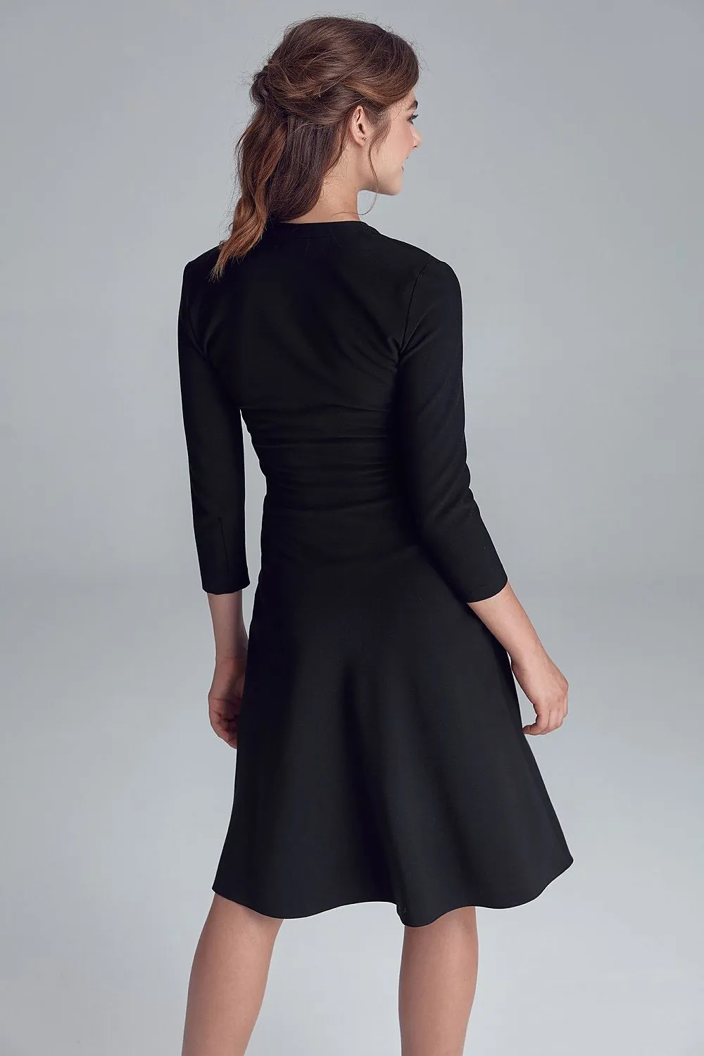Button Detail Knee-Length Office Dress