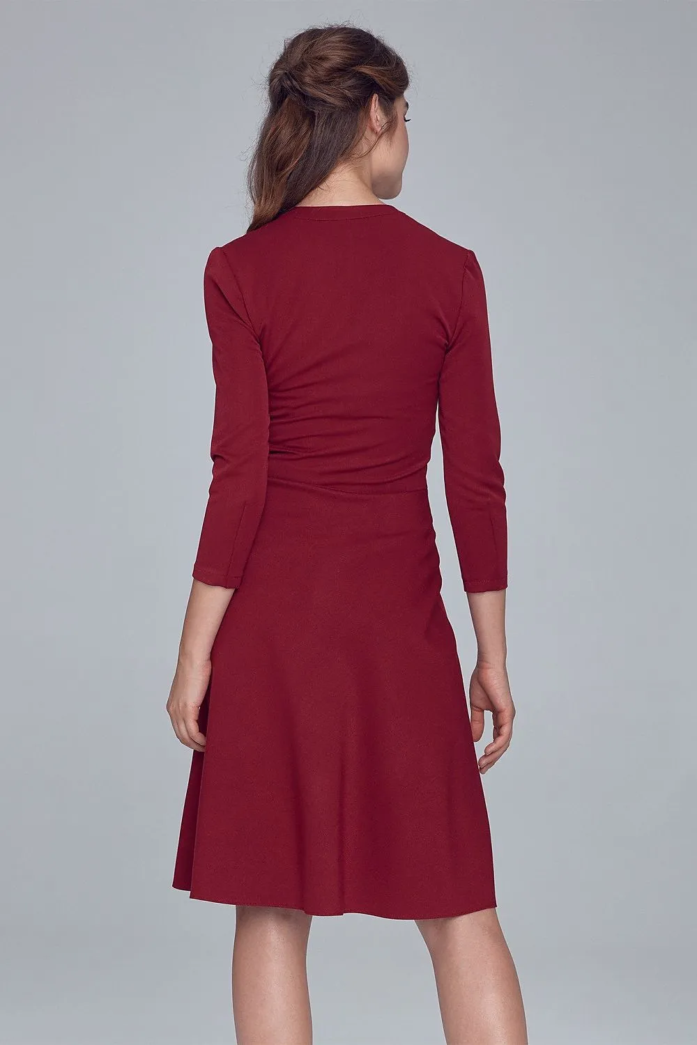 Button Detail Knee-Length Office Dress