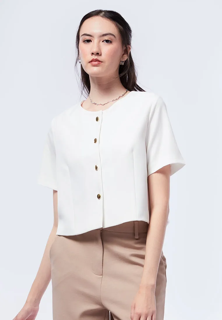Buttoned Boxy Crop Top