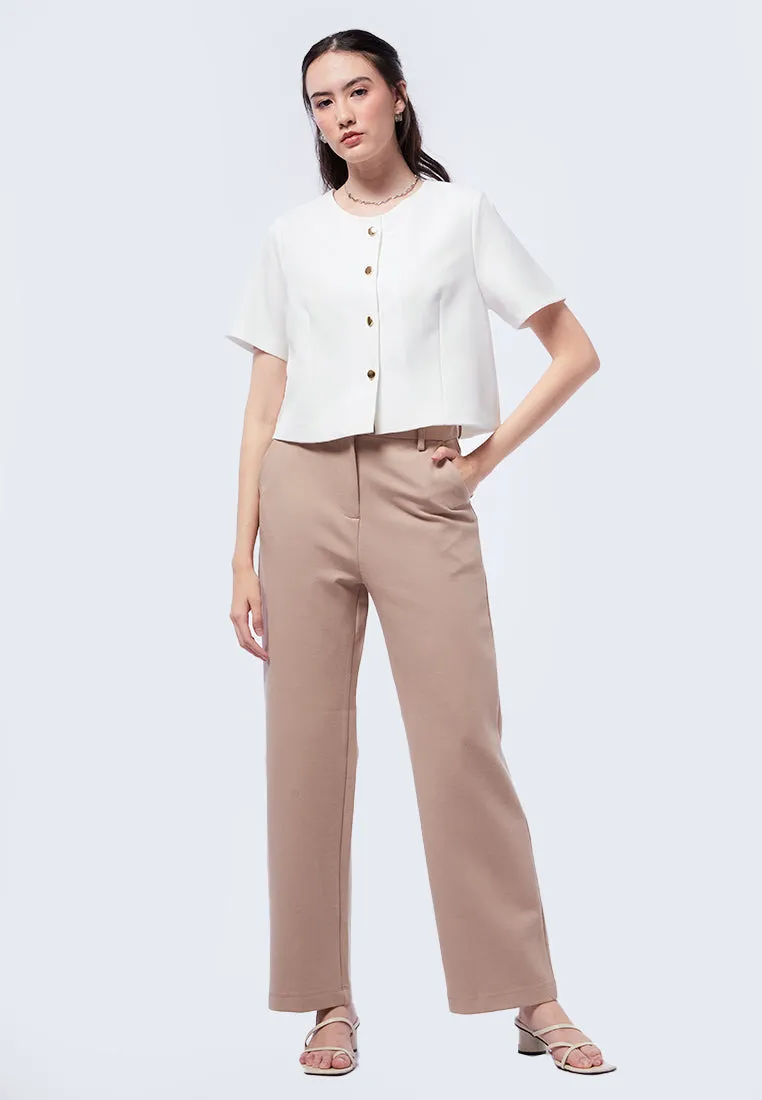Buttoned Boxy Crop Top