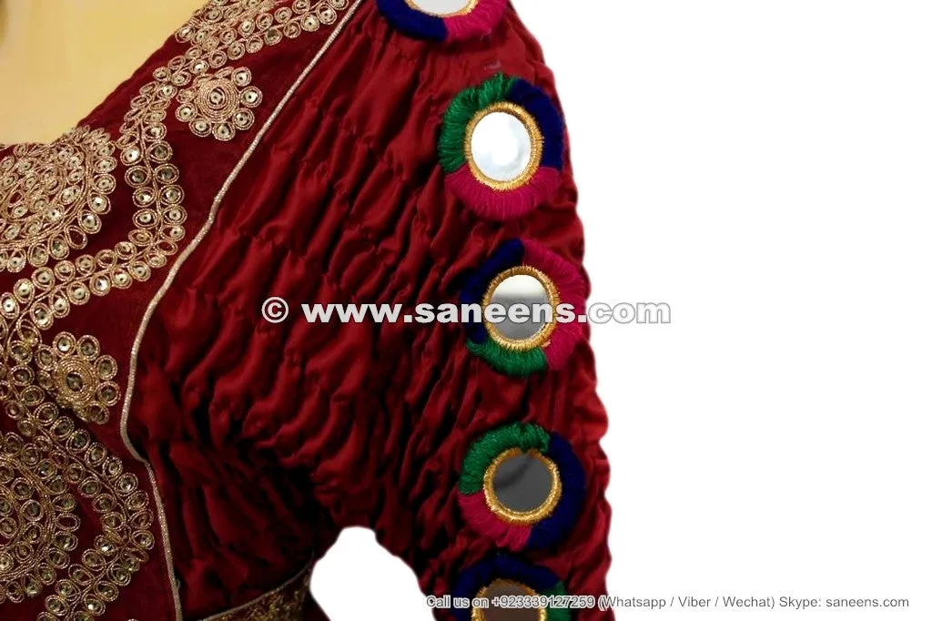 Buy Afghan Bridal Stylish Dress Gown In Burgundy Color Pashtun Persian Frock Clothes