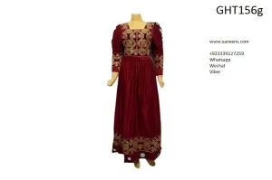 Buy Afghan Bridal Stylish Dress Gown In Burgundy Color Pashtun Persian Frock Clothes