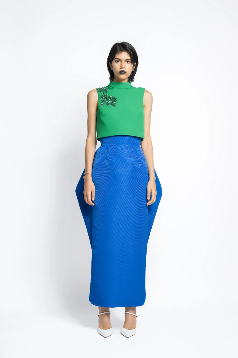 Cady Boxy Top With Bay Leaf Sequin And Crystal Embroidery