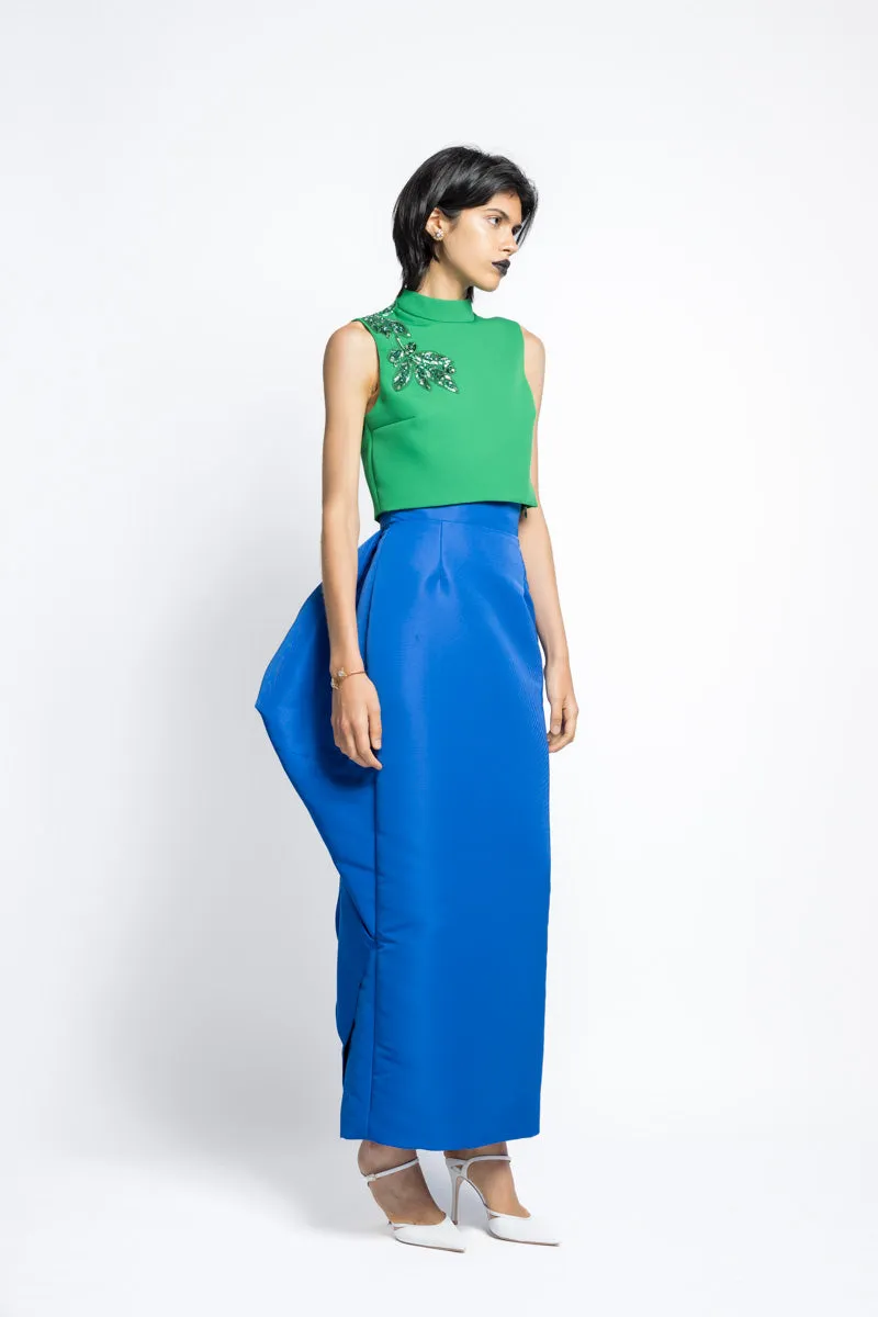 Cady Boxy Top With Bay Leaf Sequin And Crystal Embroidery