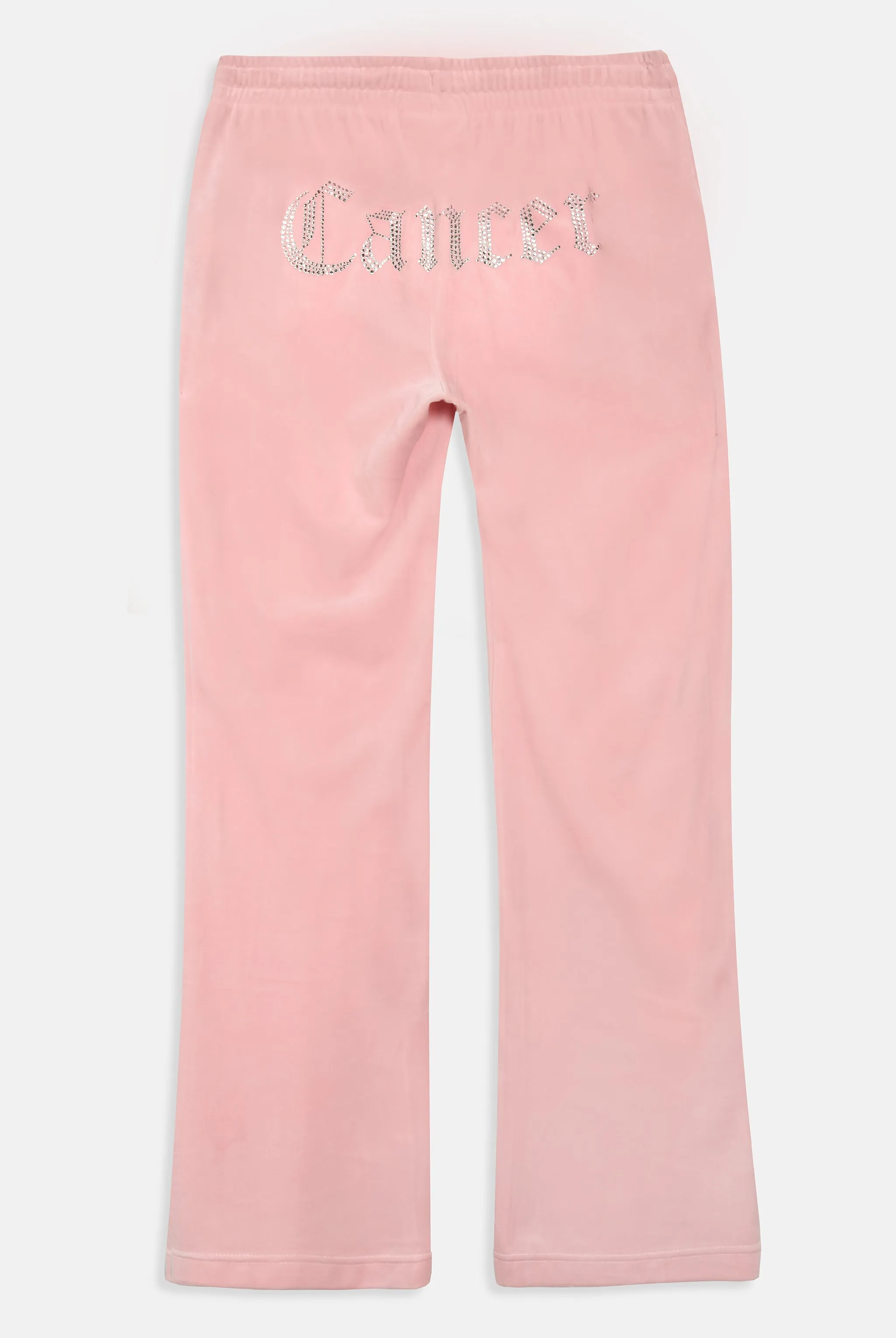'CANCER' JUICY PINK VELOUR DIAMANTÉ TRACKSUIT BOTTOM
