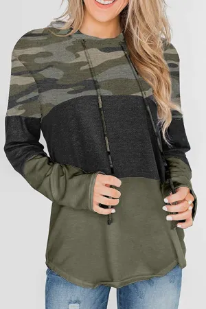 Casual Striped Split Joint Hooded Collar Tops(5 Colors)