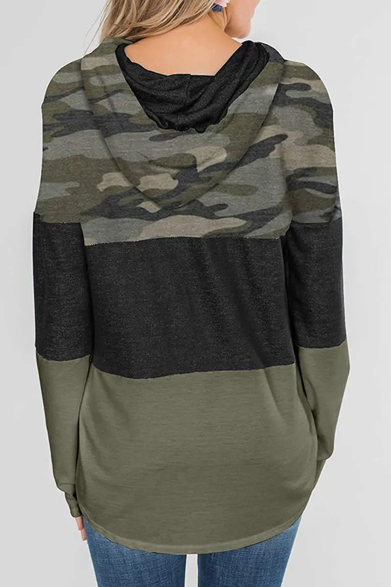 Casual Striped Split Joint Hooded Collar Tops(5 Colors)