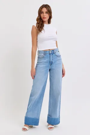 Cello High Rise Wide Leg with Self High Cuffed Hem