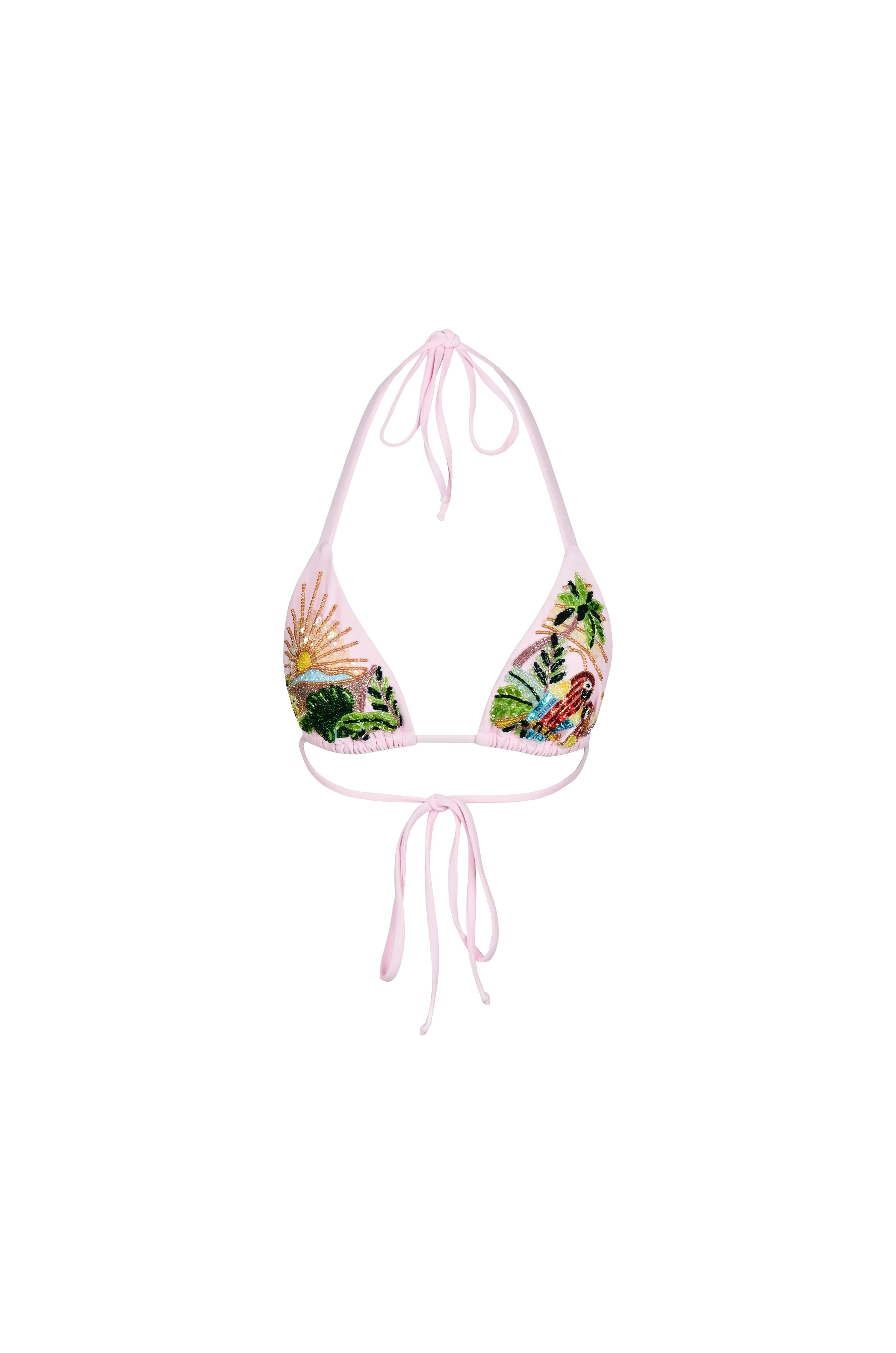Charli Embellished Premium Tropical Bikini Bottom Pink
