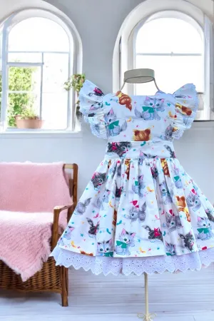 Charlotte Emma Dress | Kitties by Michael Miller ~ Sz 3