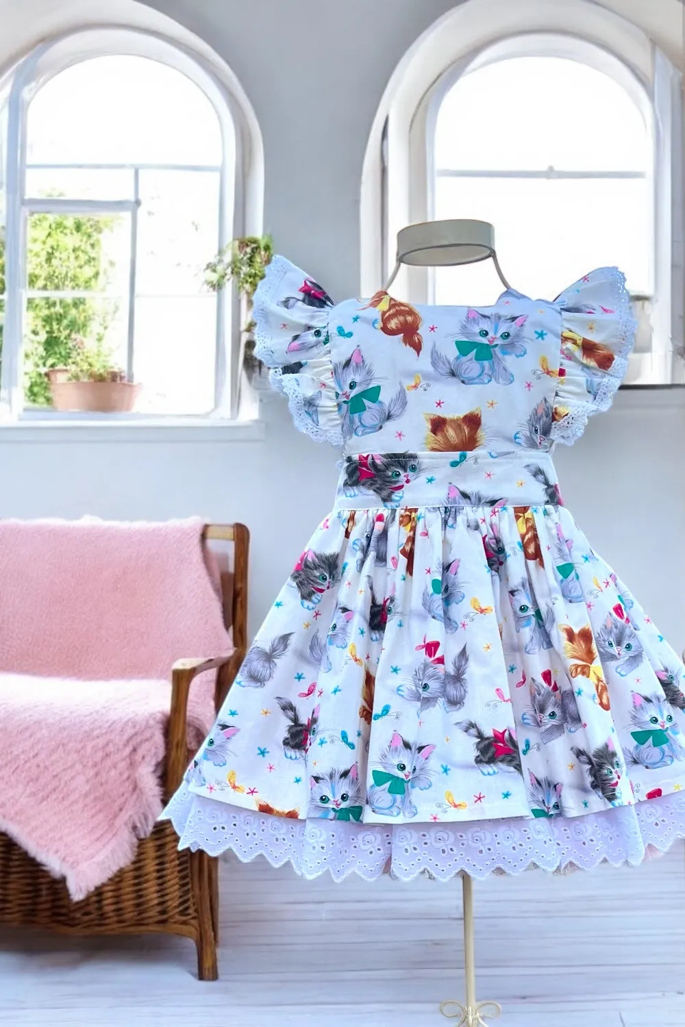 Charlotte Emma Dress | Kitties by Michael Miller ~ Sz 3