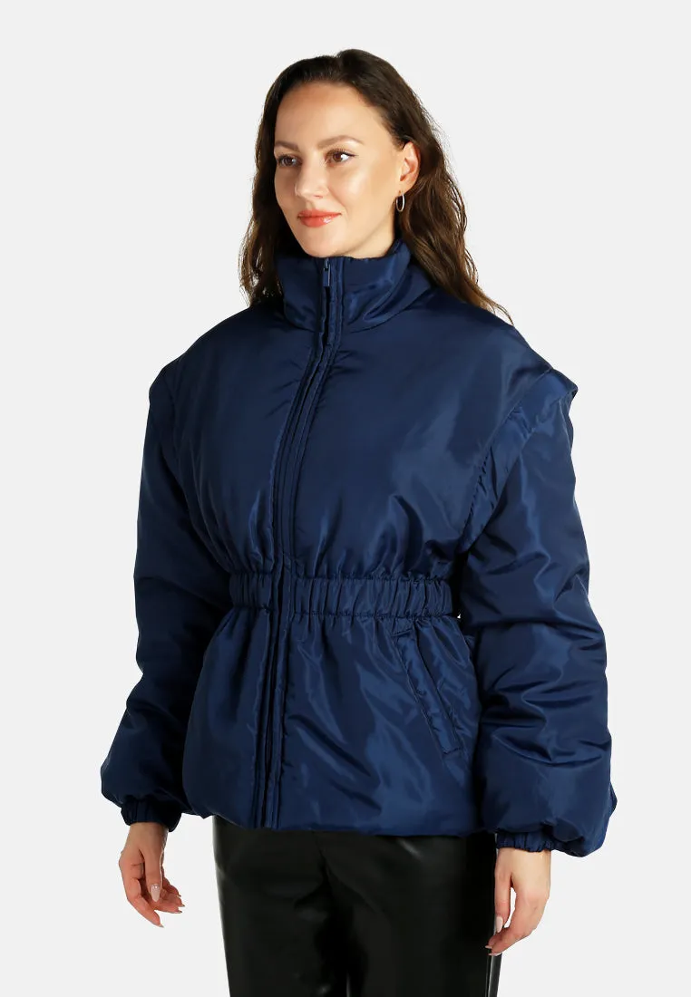 Cinched Waist Puffer Jacket By RUW