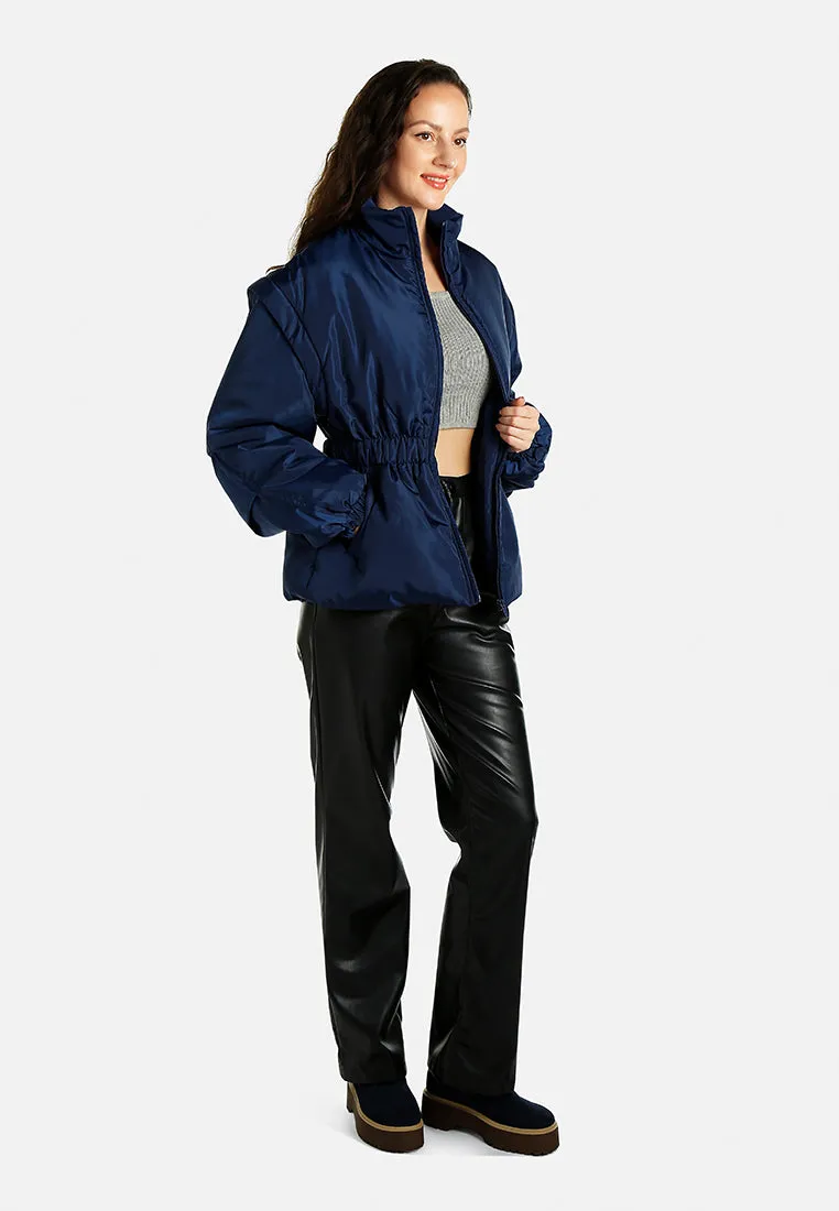 Cinched Waist Puffer Jacket By RUW