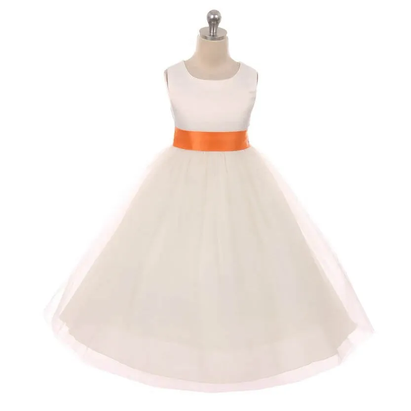 Classic Dolly Dress - Ivory - Choice of Colour Sash
