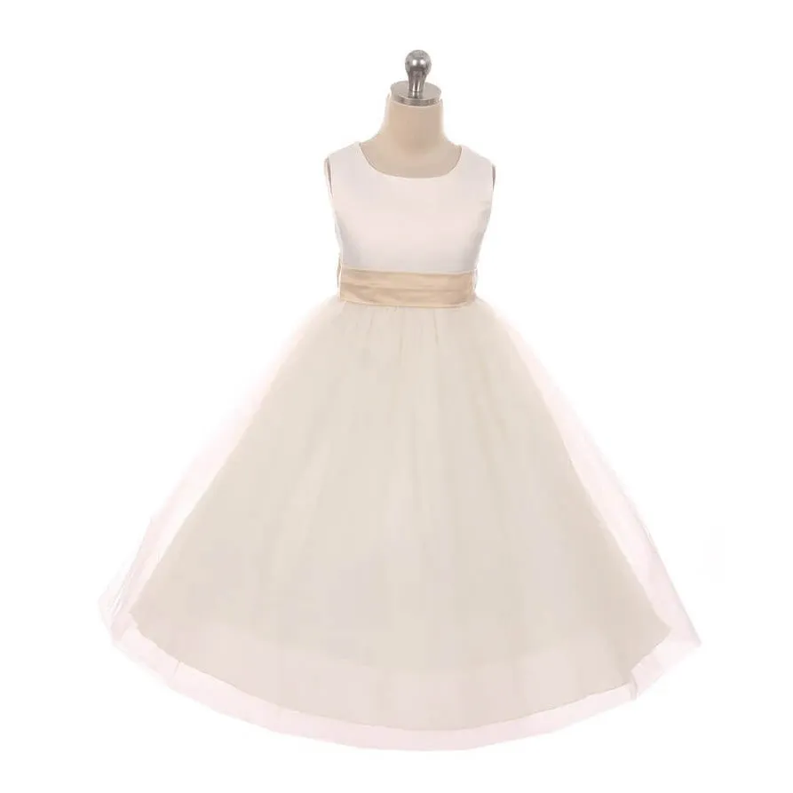 Classic Dolly Dress - Ivory - Choice of Colour Sash