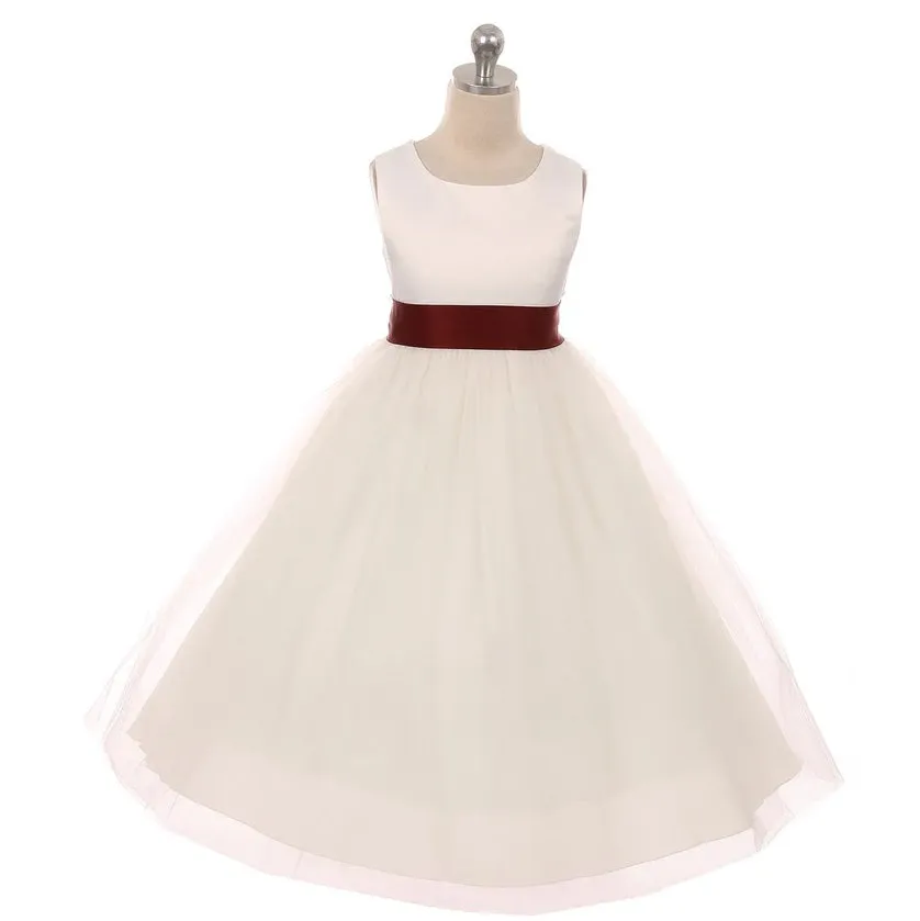 Classic Dolly Dress - Ivory - Choice of Colour Sash