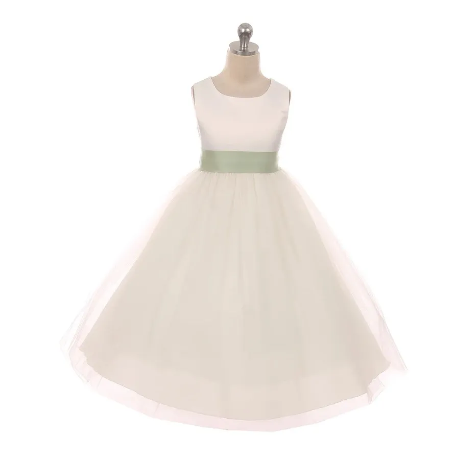 Classic Dolly Dress - Ivory - Choice of Colour Sash