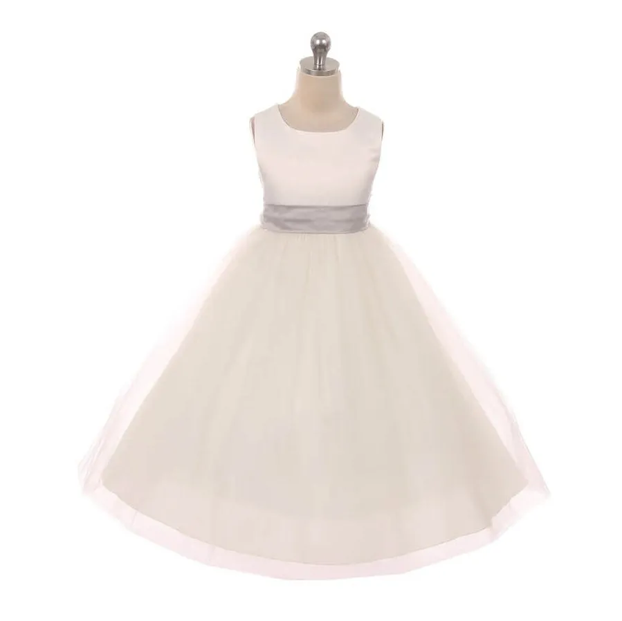 Classic Dolly Dress - Ivory - Choice of Colour Sash