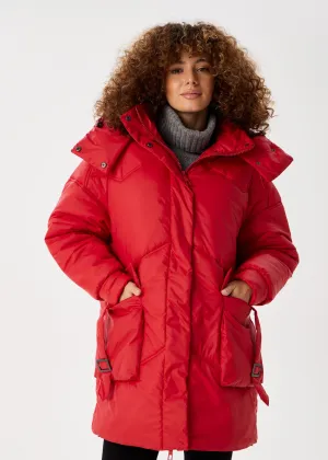 Classic Red Puffer Jacket for Women – Trendy & Warm Designs
