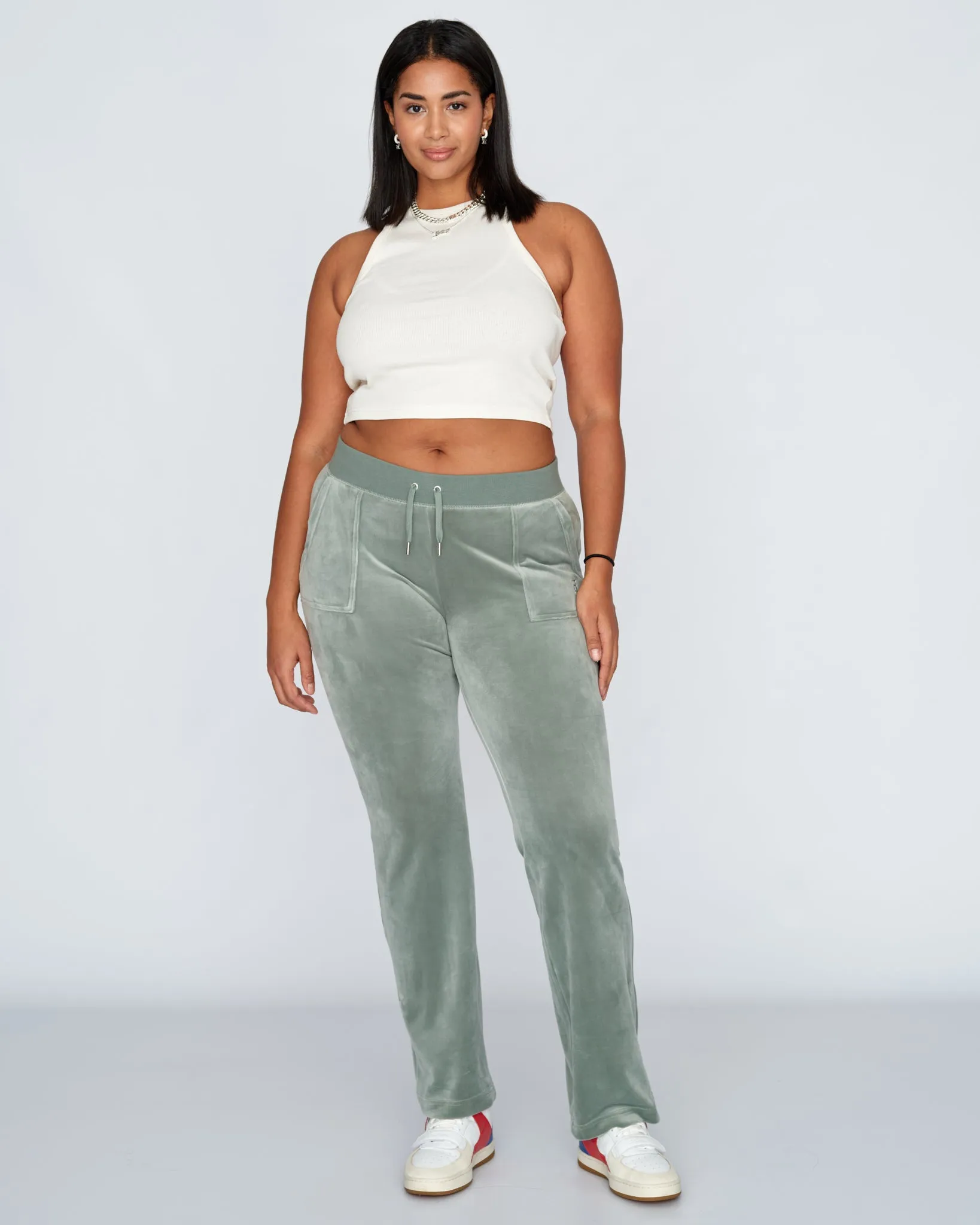 Classic Velour Del Ray Pant Chinois Green