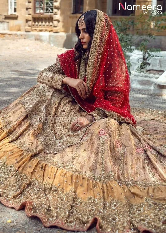 Classy Pakistani Bridal Lehenga with Long Shirt #BS27