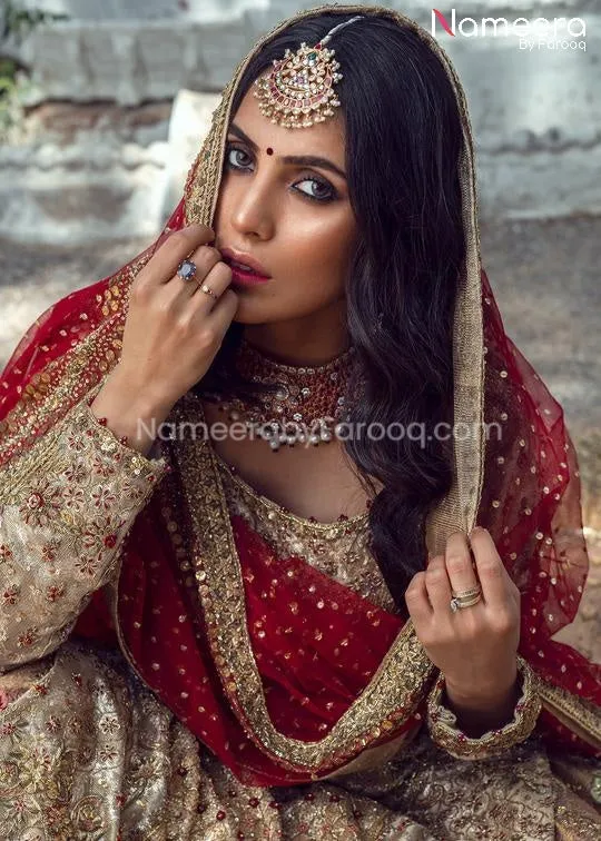 Classy Pakistani Bridal Lehenga with Long Shirt #BS27