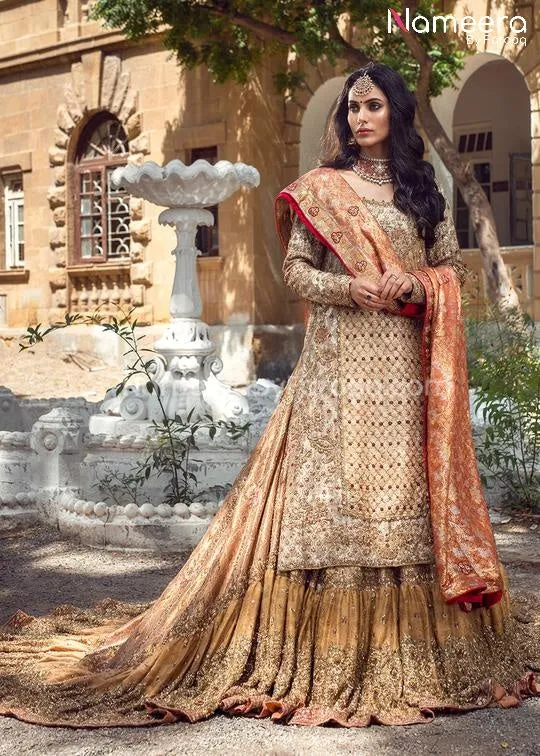 Classy Pakistani Bridal Lehenga with Long Shirt #BS27