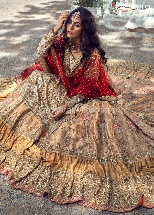 Classy Pakistani Bridal Lehenga with Long Shirt #BS27