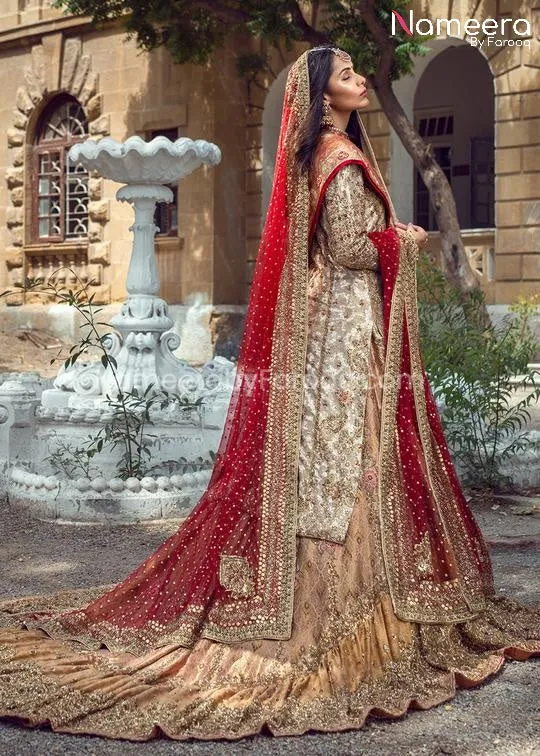 Classy Pakistani Bridal Lehenga with Long Shirt #BS27