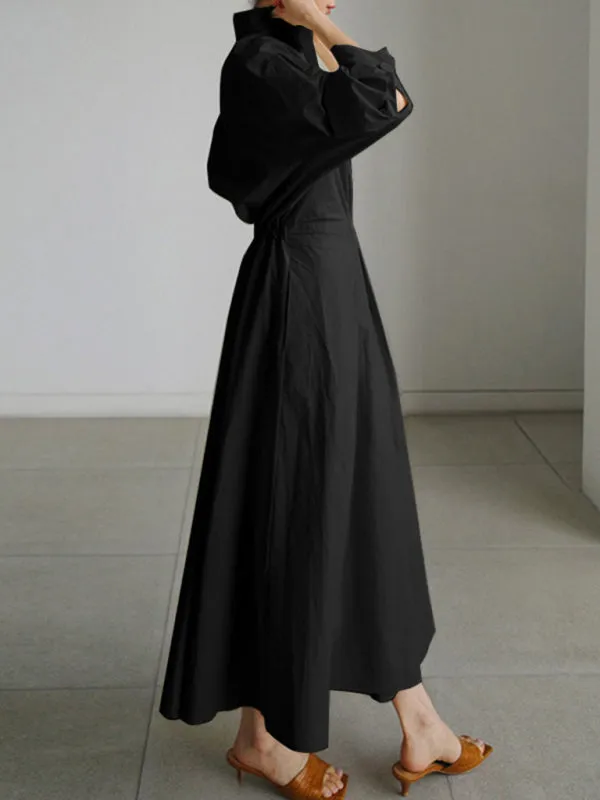 Collared Shirt Dress with Button-Down Front and Cinched Waist