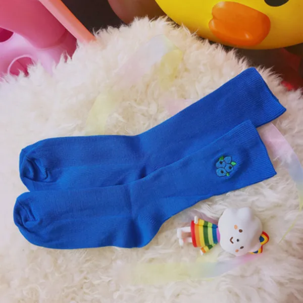 College style fruit pattern embroidered cotton socks yc23323