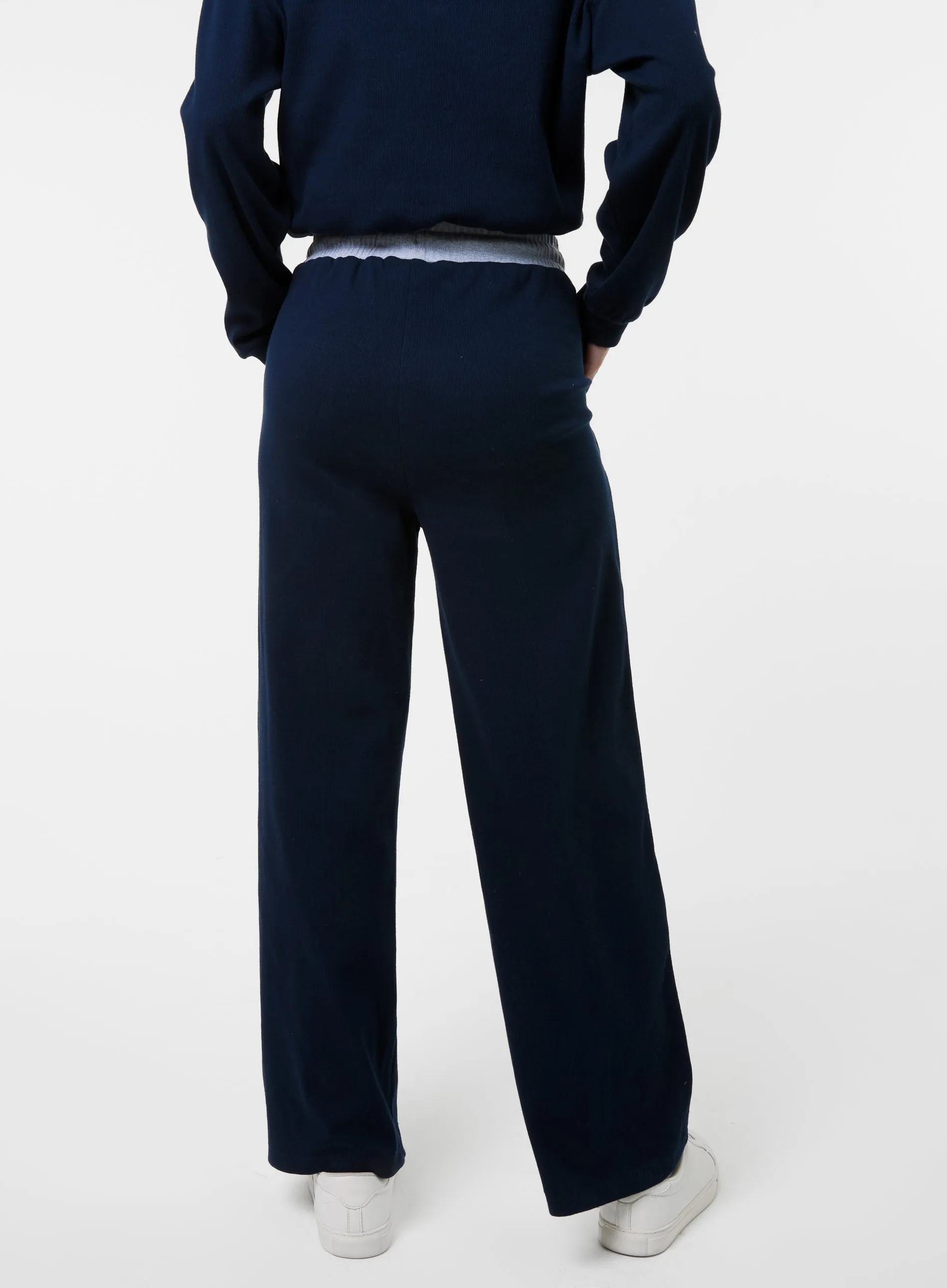 Contrast Band Wide Leg Joggers