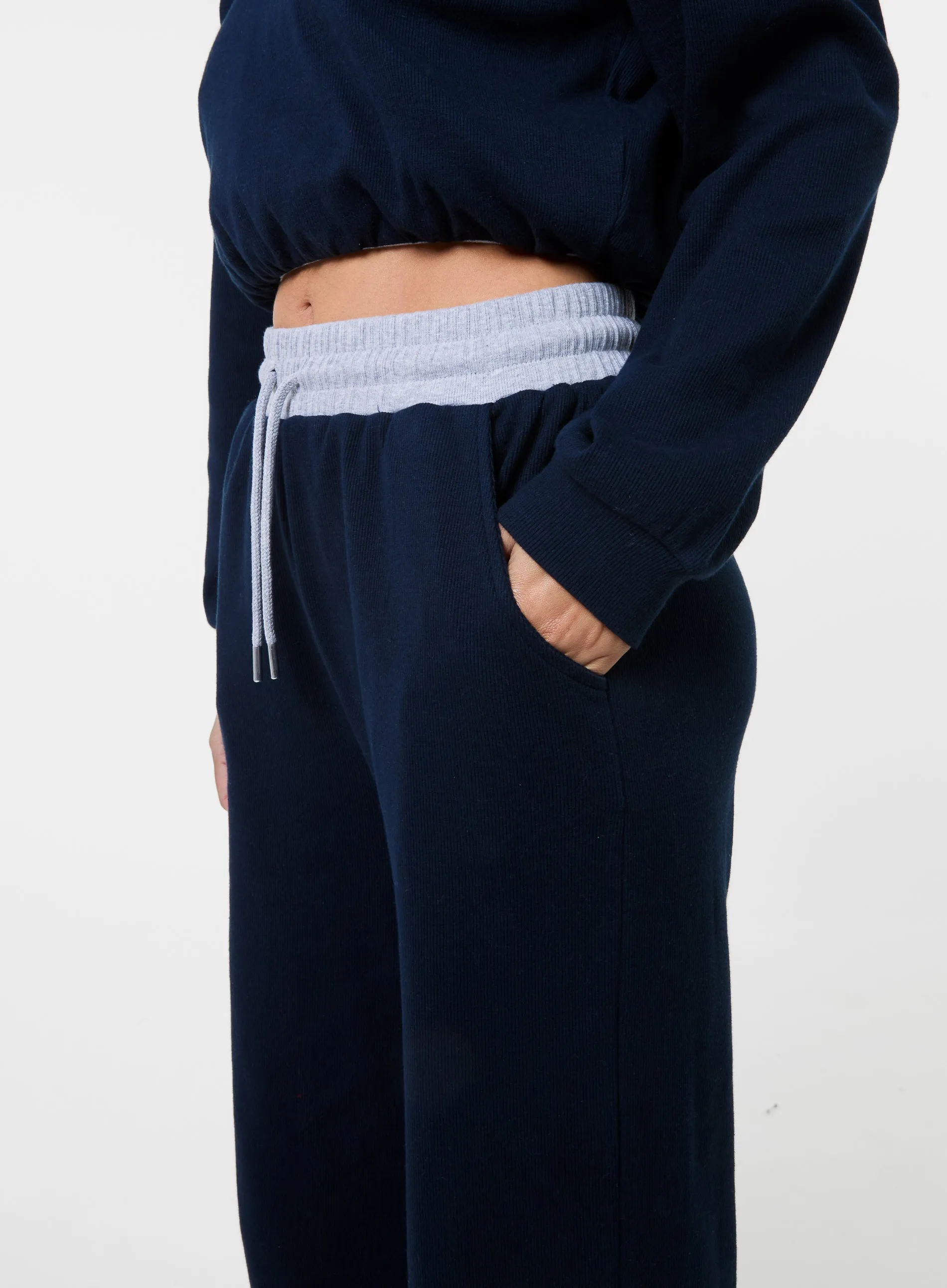 Contrast Band Wide Leg Joggers