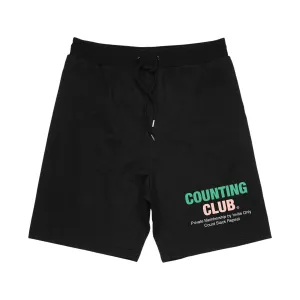 Counting Club Embroidered Black Shorts