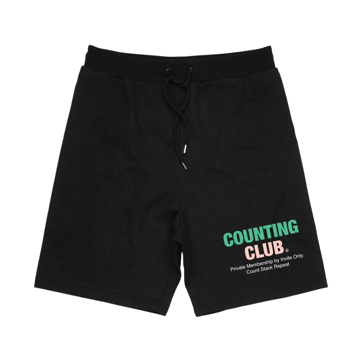 Counting Club Embroidered Black Shorts