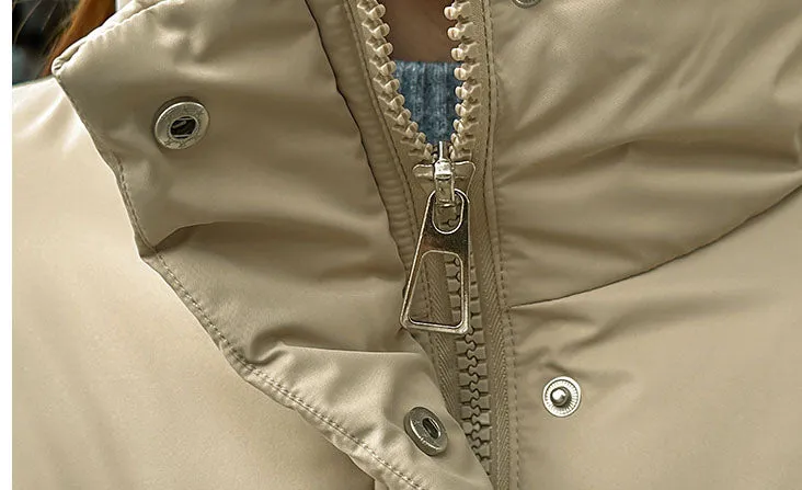 Cozy Windproof Padded Puffer Jacket with Zip-up Design for Women