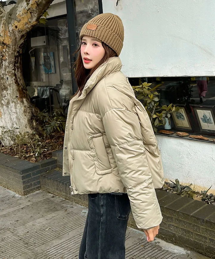 Cozy Windproof Padded Puffer Jacket with Zip-up Design for Women