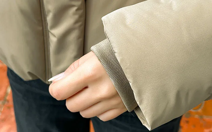 Cozy Windproof Padded Puffer Jacket with Zip-up Design for Women