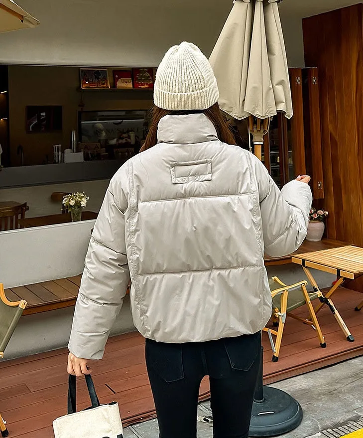 Cozy Windproof Padded Puffer Jacket with Zip-up Design for Women