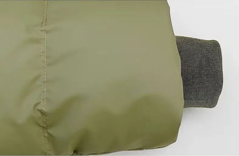 Cropped Solid Color Puffer Jacket with Elastic Band Cuff