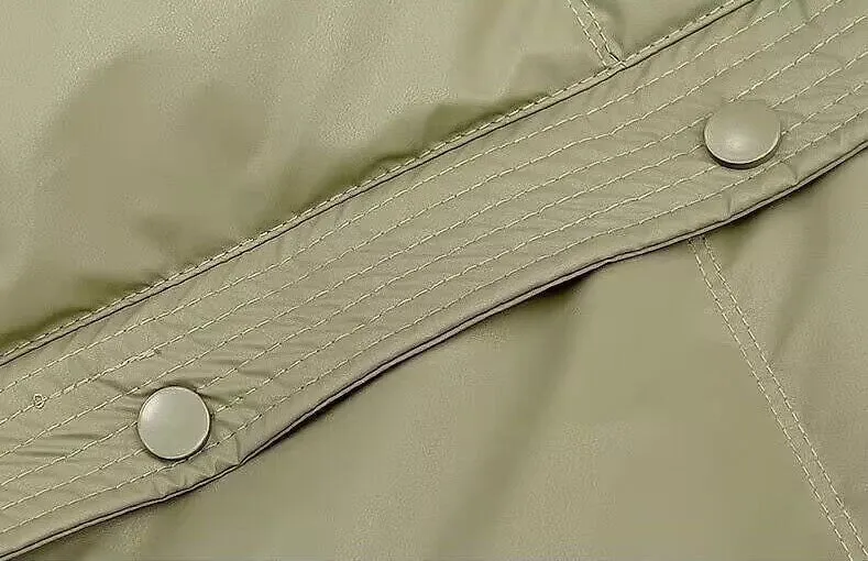 Cropped Solid Color Puffer Jacket with Elastic Band Cuff