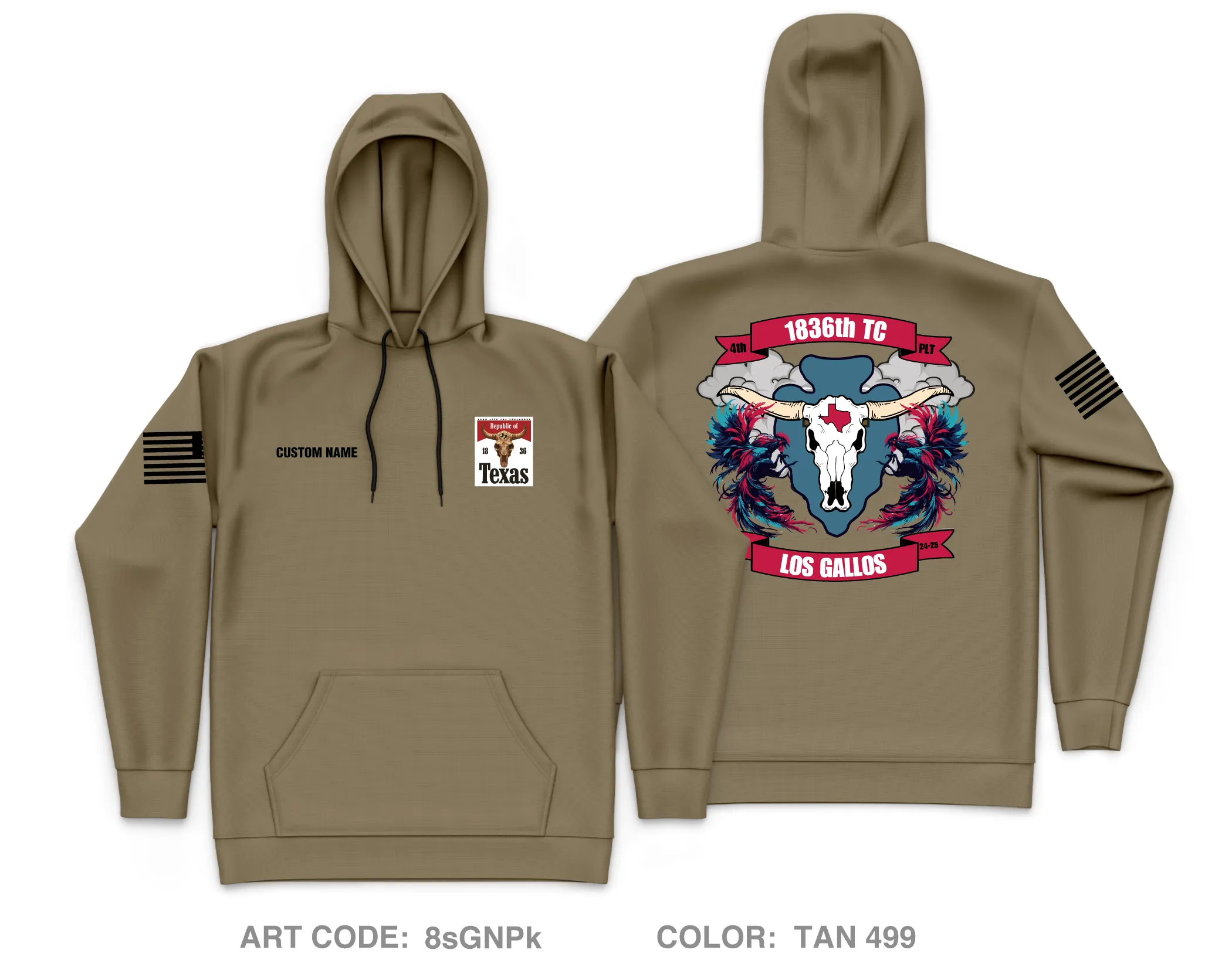 CUSTOM 4th Plt 1836th Combat HET Co Core Men's Hooded Performance Sweatshirt - 8sGNPk