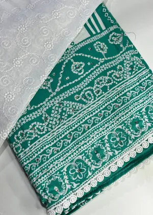D387 Rama Green Unstitched Cotton Suit