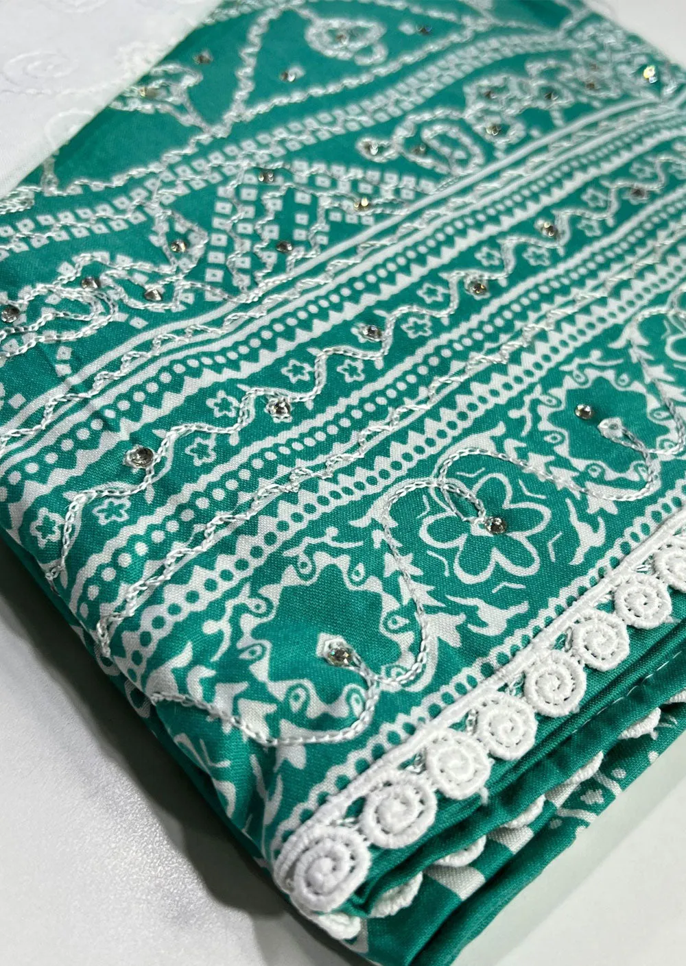 D387 Rama Green Unstitched Cotton Suit