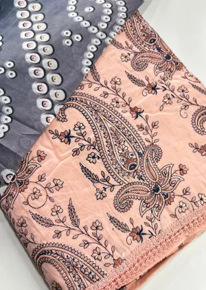 D416 Peach Unstitched Cotton Suit