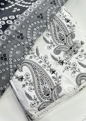 D416 White Unstitched Cotton Suit